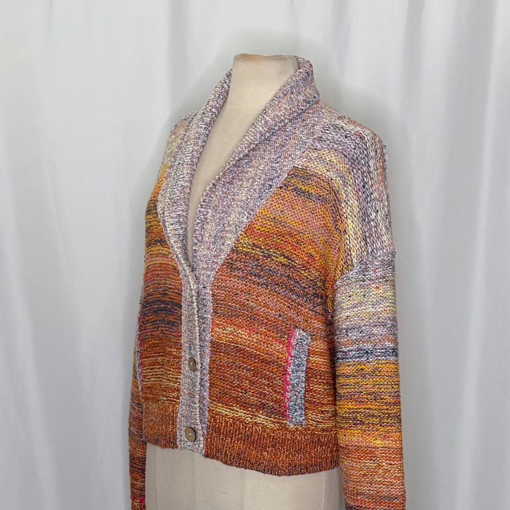 Anthropologie PILCRO Flower Cardigan Sweater Embroidered Knitwear Pockets Large - Picture 9 of 16